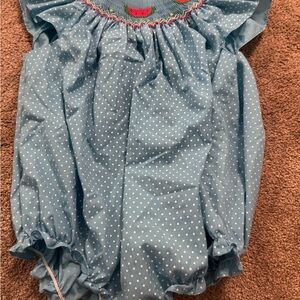 Charming Blue Baby Romper with Polka Dots